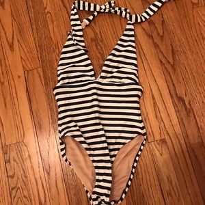 NWT Jcrew navy white stripe swimsuit